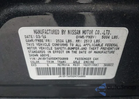 2014 Infiniti Q50 Premium/Sport z USA, uszkodzony, nr VIN JN1BV7AR5EM704889